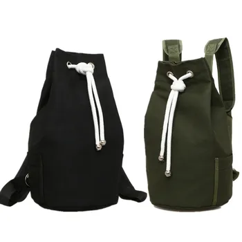 

New Style Canvas Drawstring Backpack Large Capacity Bucket Basket Bag Sports Fitness Bag Cycling Backpack