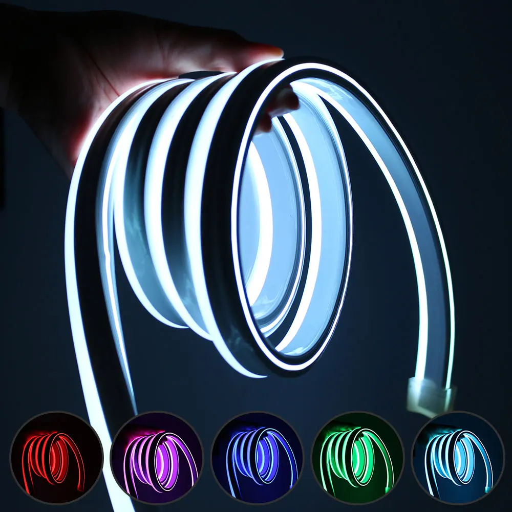 #cheap 220V Neon Light Strip Flexible Outdoor Christmas Holiday Fairy LED Strip Rope Tube SMD 2835 120LEDs M Strip Light EU Power