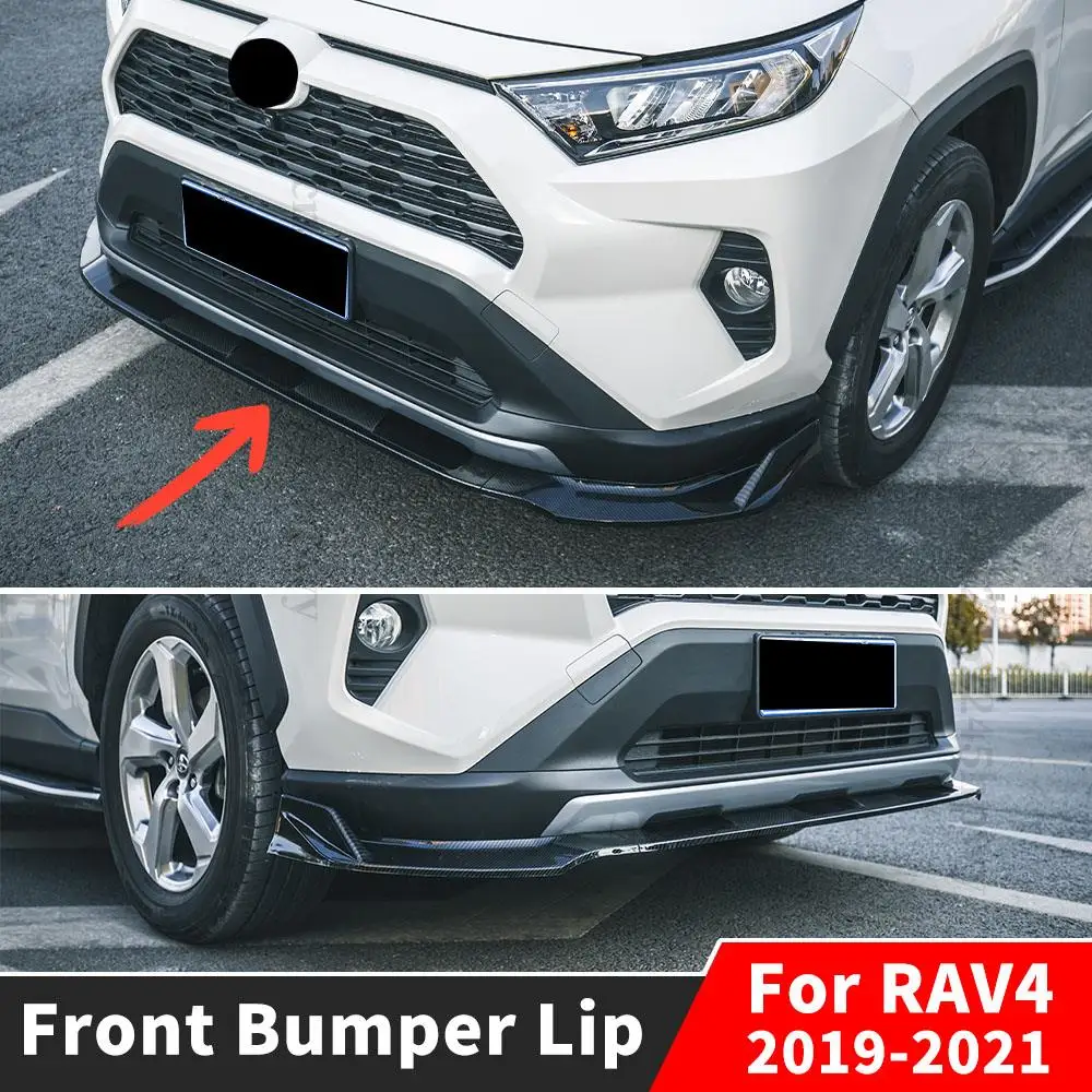 

Front Bumper Lip Chin Carbon Fiber Look Body Kit Diffuser Spoiler Deflector Tuning Accessories For Toyota RAV4 2019 2020 2021