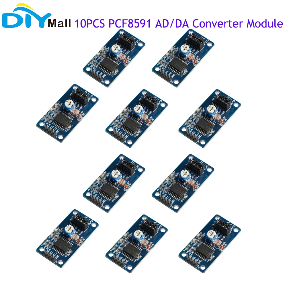 

10pcs PCF8591 4CH Analog AD DA Control Board Module 3.3V 5V Single Low Power Supply PCF8591T For Arduino Raspberry Pi I2C