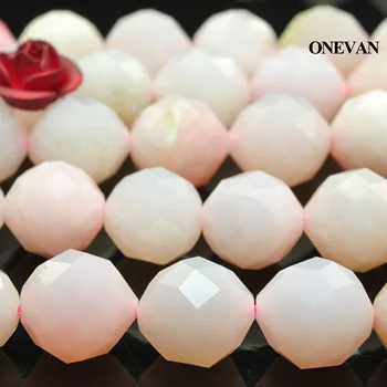

ONEVAN Natural Pink Opal Faceted Round Beads 7mm Loose Stone Diy Bracelet Necklace Jewelry Making Charm Gemstone Gift Design