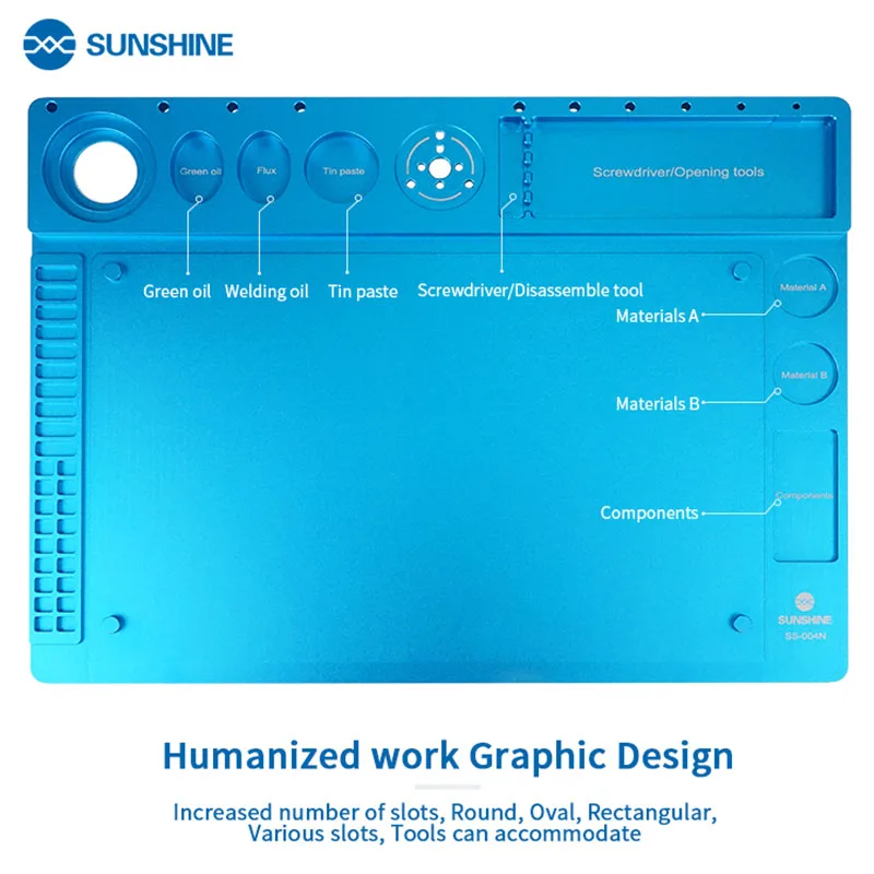 

SUNSHINE Aluminum Alloy Microscope Base High Heat Resistance Maintenance Mat For PCB Soldering Repair Platform SS-004N