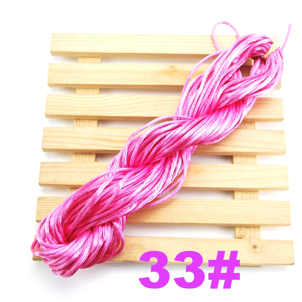 33 Хорошее качество, 2 мм Шнур Kumihimo, 100 м, 20 м* 5 шт., нейлоновый шнур, сатиновый плетеный шнур, смешанные цвета, ювелирный шнур для бисероплетения ds5 - Цвет: 33
