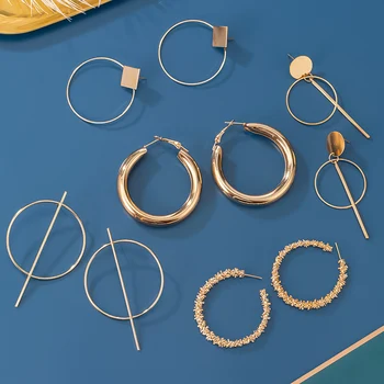

2020 New Big Circle Round Hoop Earrings for Women Fashion Statement Gold Color Punk Charm Earrings Party Female Jewelry