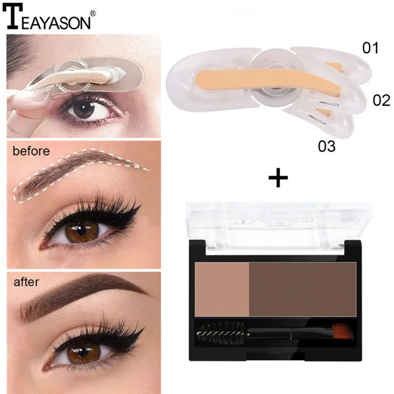 

Adjustable Eyebrow Stamp Kit Double Color Perfect Arch Eyebrow Shadow Powder Palette Eyebrow Seal Eye Brow Enhancers Eye Brow