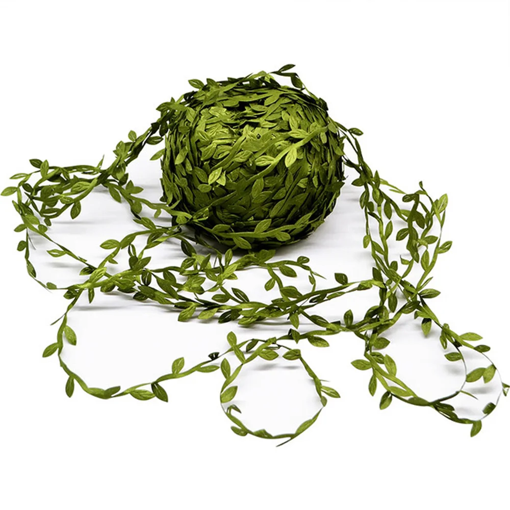 Гирлянда зеленый Плетеный лист проволока лоза ротанг искусственный цветок для DIY ВЕНОК подарок