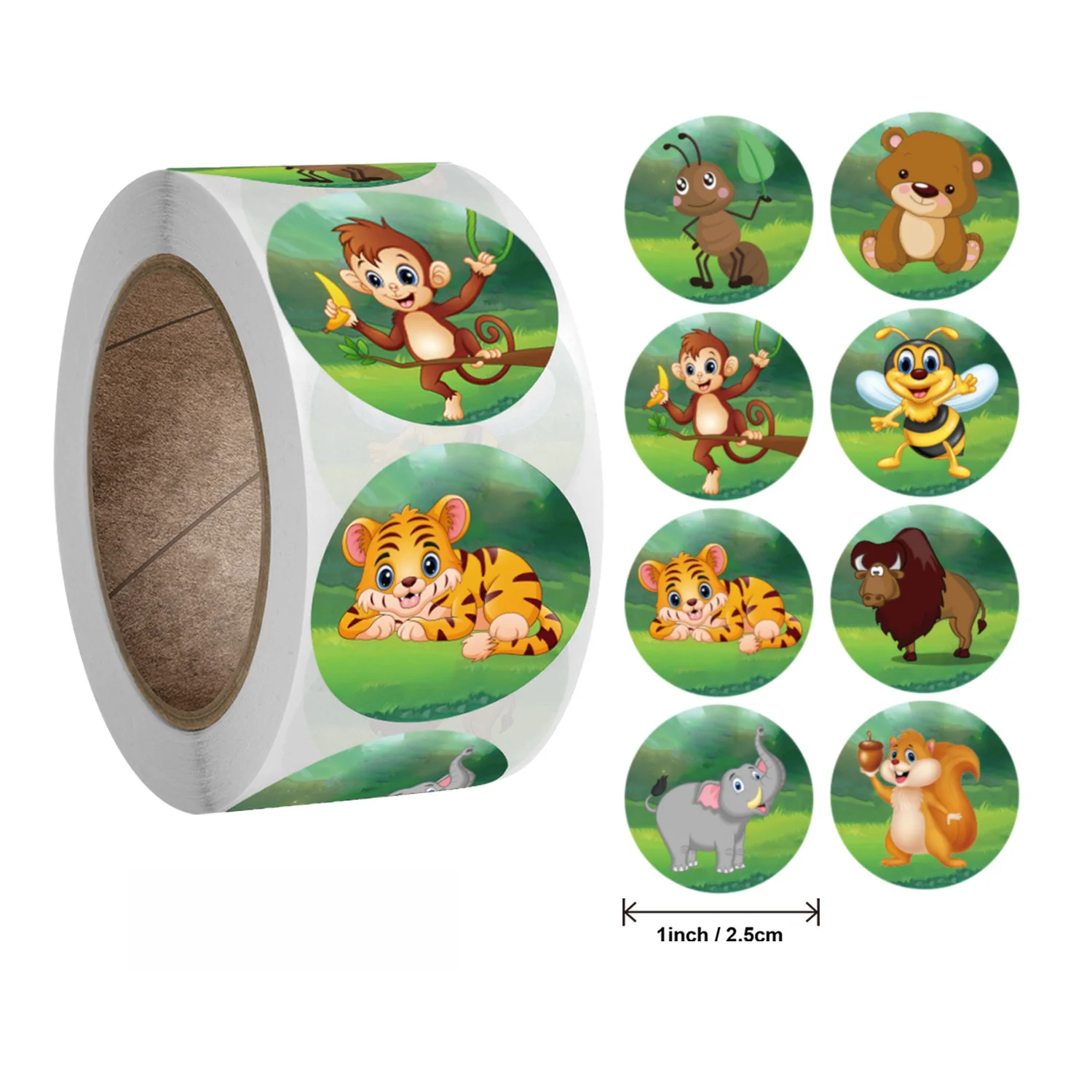 50-500pcs Cute Cartoon Animals Sticker for Kids Encourage Sealing Labels School Teacher Supplies Child Reward Sticker DIY Labels 500pcs roll 1inch cute cartoon round thank you stickers labels for gift box packing wrapping decration bakery small business