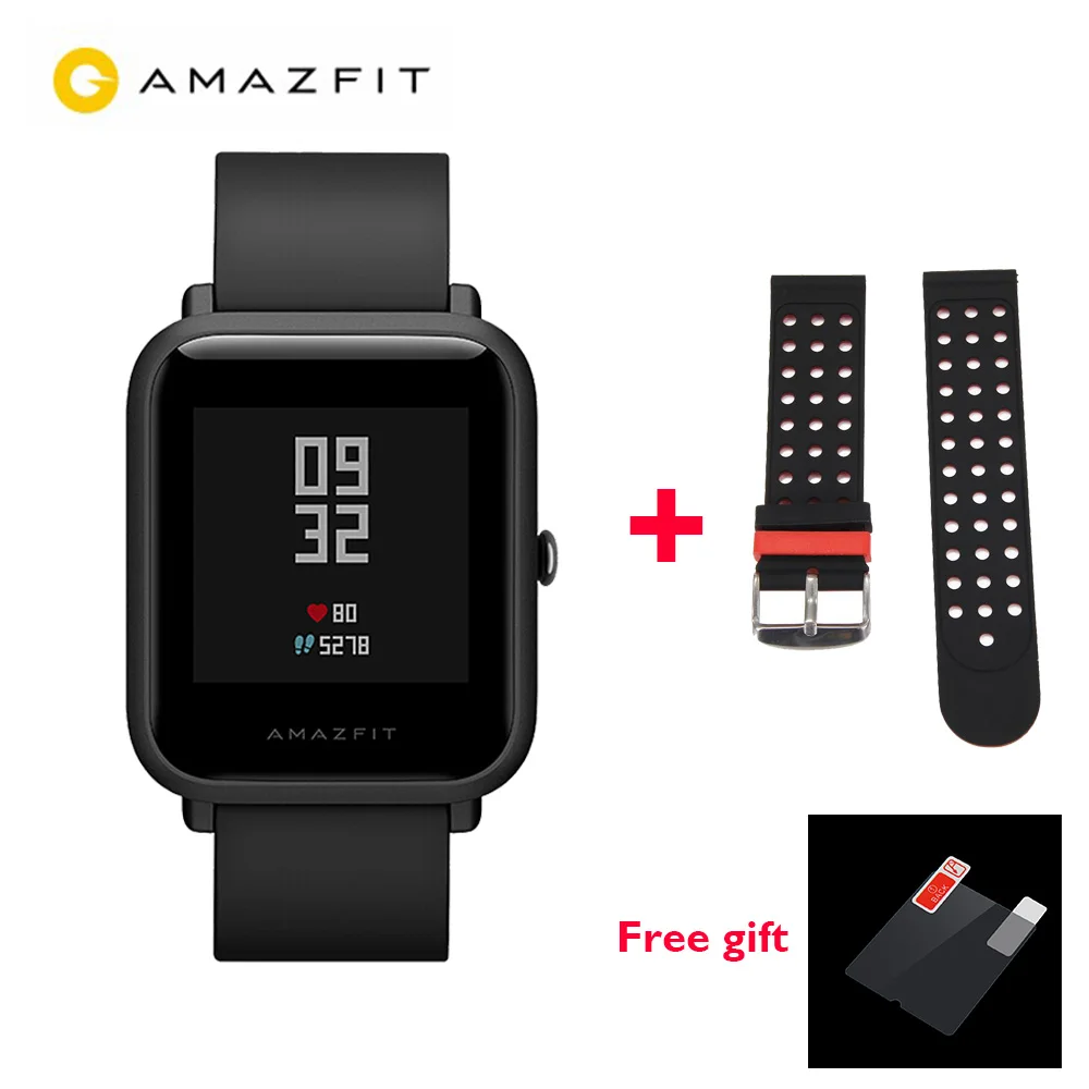[] глобальная версия Huami Amazfit BIP BEEP GTR gps IP68 Водонепроницаемые Молодежные Смарт-часы трекер здоровья умные часы - Цвет: add black strap