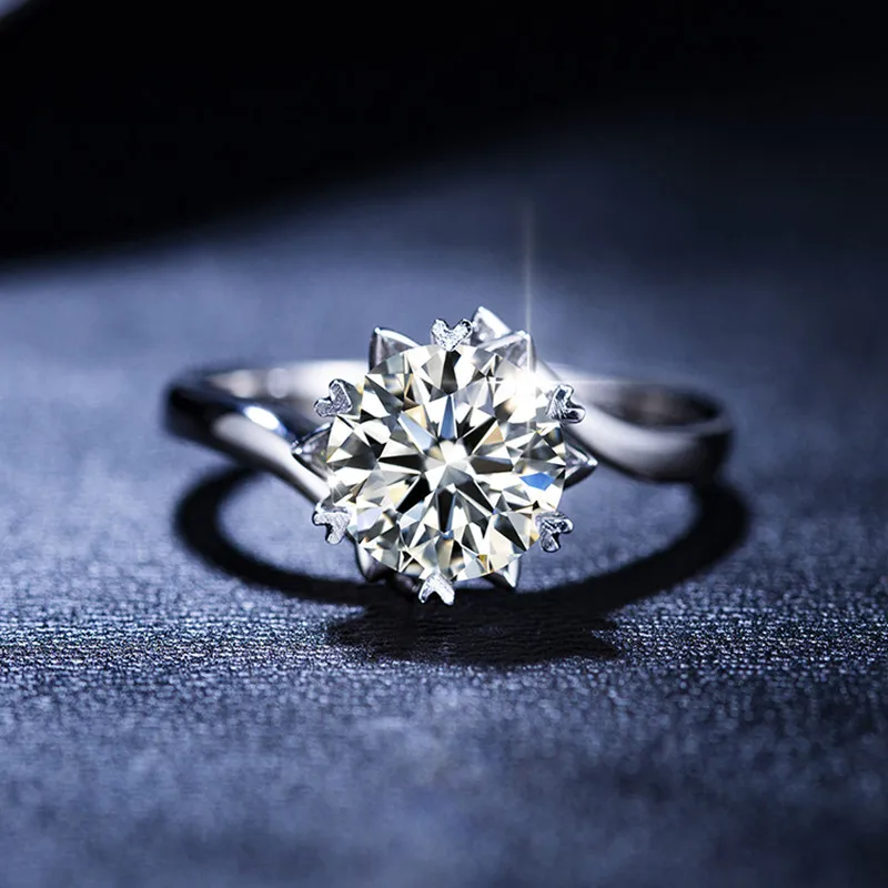 Блестящие снежинки 2.0ct моссанит 9 к Настоящее Белое цельное золото обручальное предложение кольца полосы для женщин невесты алмаз тест прошел
