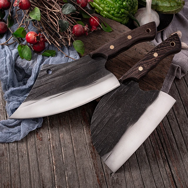 Forged Chef knife 1-9 Pcs Set Kitchen Knives Hunting Boning Serbian Chef  Butcher Cleaver Slicing Utility Knife Set Gift Covers - AliExpress