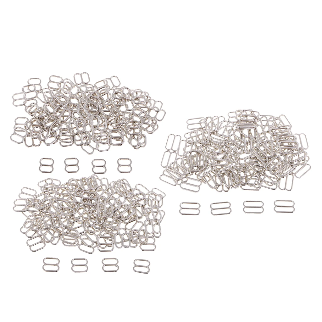 100Pcs Silver Metal Bra Strap Adjuster Slider 8 Hook Lingerie Sewing Crafts