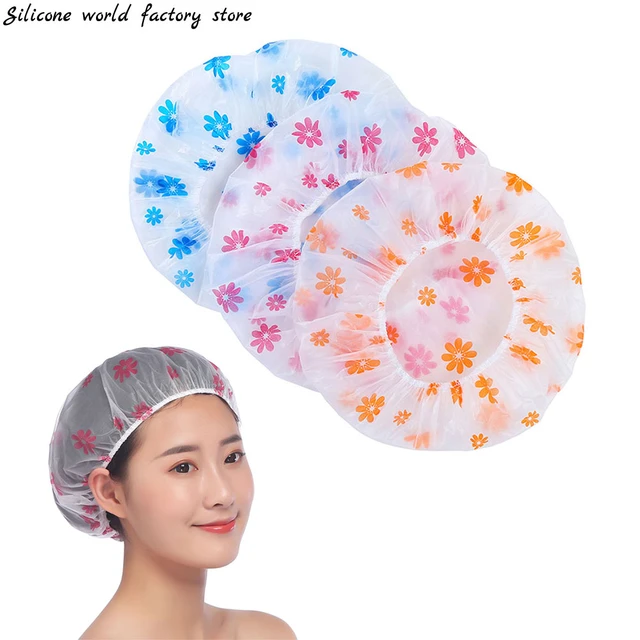 Gorro de ducha impermeable de doble capa para mujer, cubierta de pelo de  ducha, suministros para cocina, baño, gorros de champú, gorro de baño -  AliExpress