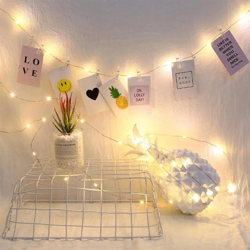 

2/5m 20/50 LED Fairy String Lights with Photo Clip Holder for Christmas Wedding Dorm Bedroom Decor Waterproof Home Indoor Lights