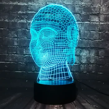

New 3D Buddha Head Tathagata Bless Enterprise Home Decoration LED USB Lamp Flash Party Atmosphere Illusion Night light toys