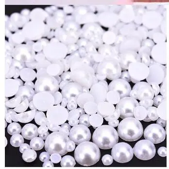 mix-half-white 2-7mm 1 сумка смешанный 2-7 мм белый/слоновая кость жемчуг бусины полукруглые, плоские с одной стороны/120-1200Pc-Artifical искусственный бисер, имитация жемчуга, для плетения браслетов Нейл-арт-деко ZD26 - Цвет: mix-half-white 2-7mm