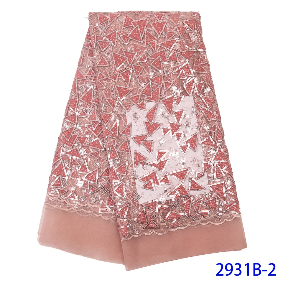 

Pink Color Velvet Lace Fabric Nigerian Lace Fabrics with Sequins African Textiles Lace Sequence Fabric Velvet Net Lace WAPW2931B