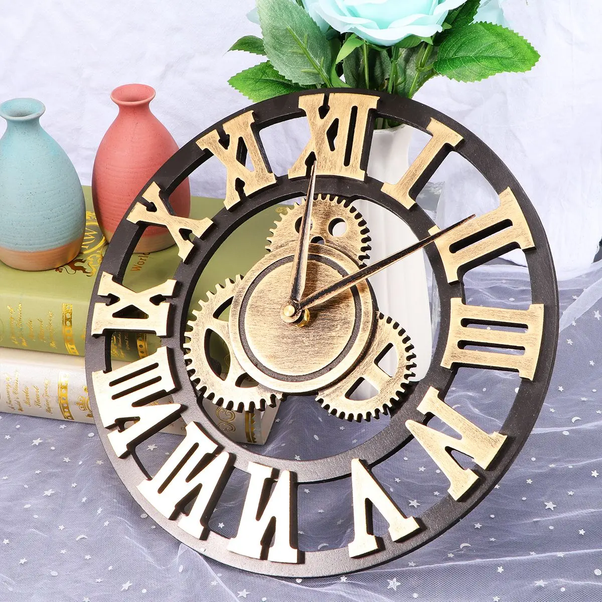 Home Living Room Decor Industrial Creative Gear Wall Clock Decorative Retro Wall Decoration Salon Hotel Cafe Vintage Wall Watch