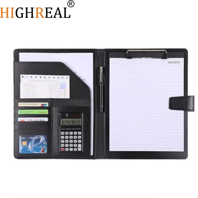 HIGHREAL A4 PU Leather File Folder Multifunction Office Supplies Organizer Manager Document Pads Briefcase Padfolio Bags | Багаж и сумки