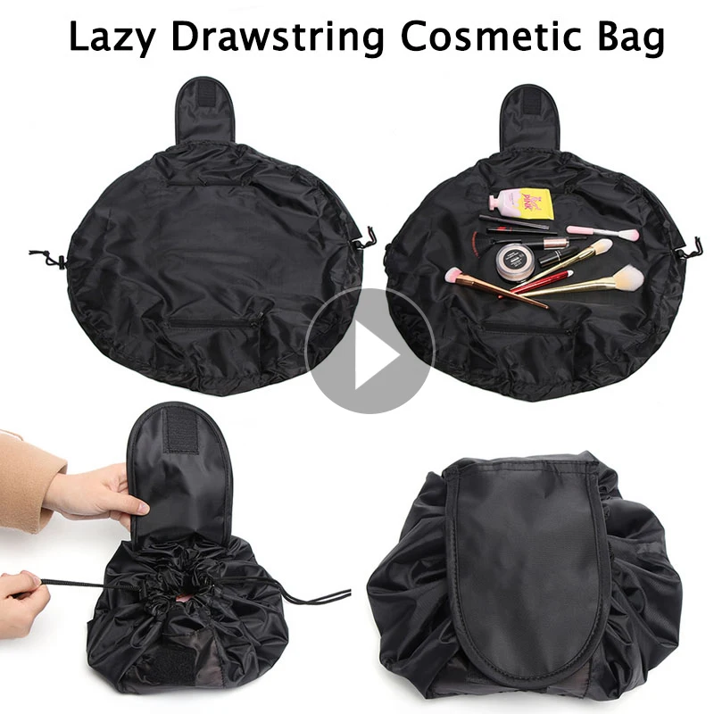 

Lazy Women Drawstring Cosmetic Bag Fashion Travel Makeup Bag Organizer Make Up Case Storage Pouch Toiletry Beauty Kit Wash Bag