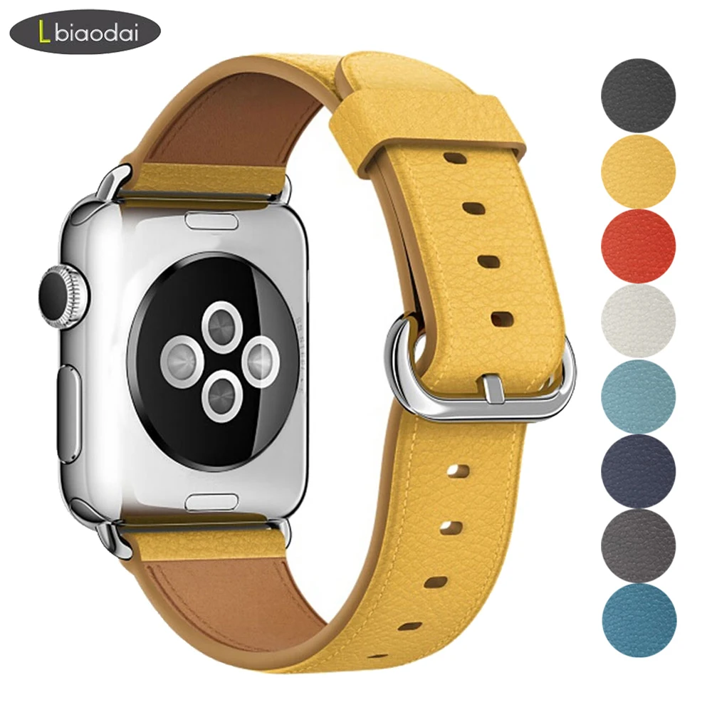 Кожаный ремешок для apple watch 4 полосы 44 мм/40 мм, correa apple watch 42mm 38 мм и нержавеющая сталь металлический корпус наручных часов Iwatch серии 4/3/2/1