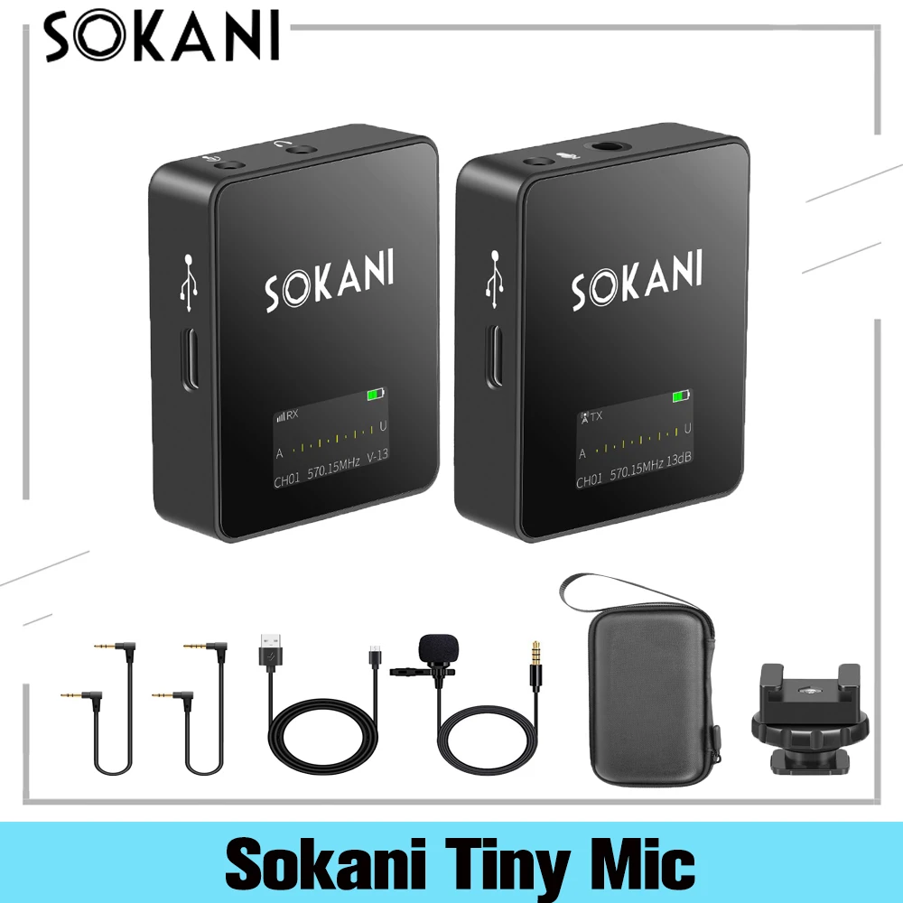Sokani Tiny UHF беспроводной микрофон с отворотом Lav видео для конференц студии iPhone