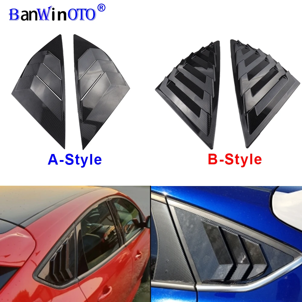 Cover Finestrino Laterale Per Ford Focus 2019-2023 | ABS Nero Lucido Con Nastro Biadesivo Facile Installazione