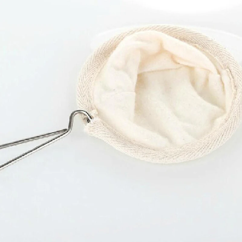 Reusable Coffee Filter Bag Creative Stainless Steel Handle Flannel Cloth Strainer Dropping Pot Mesh Basket Tools