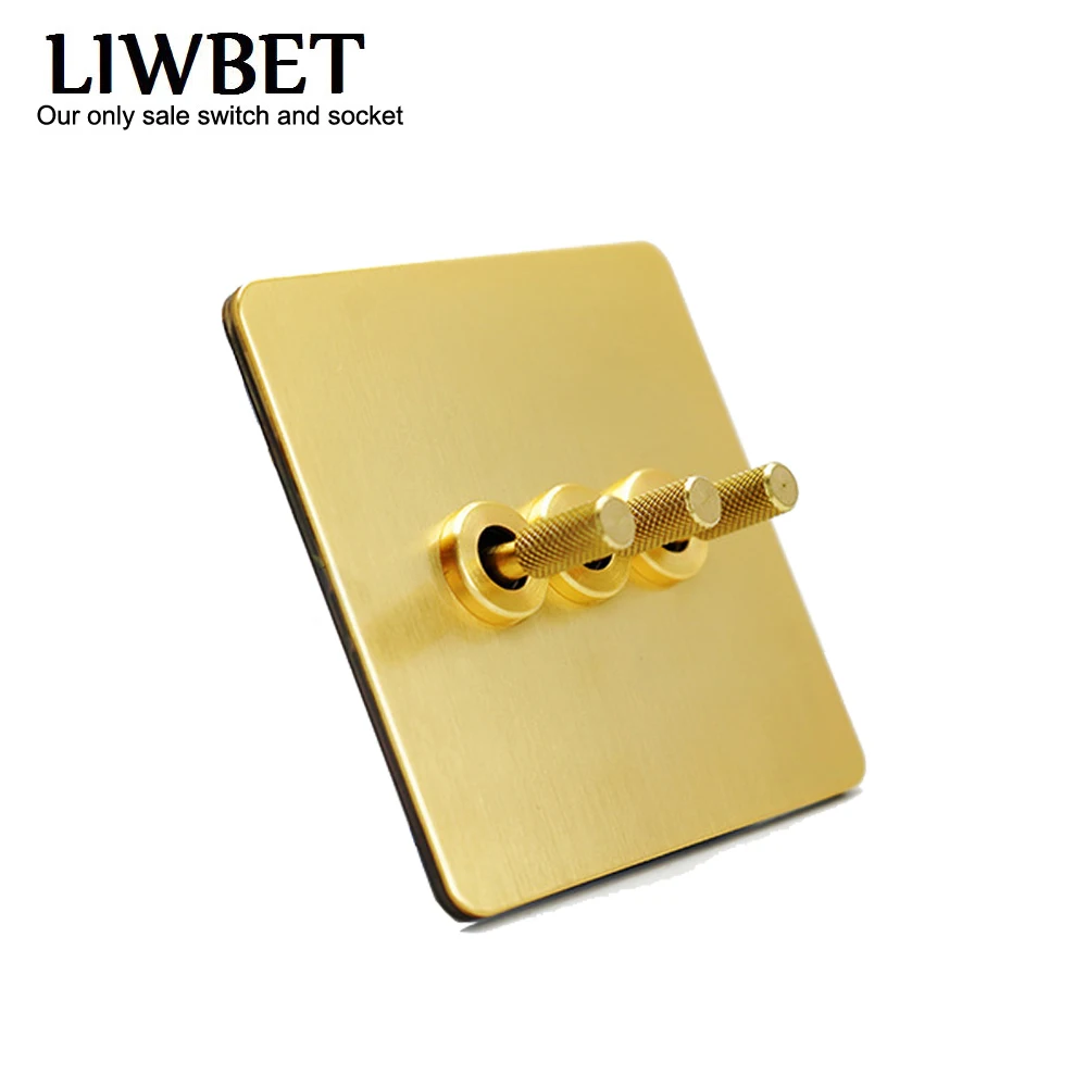 Настенный выключатель LIWBET медная панель 1 Gang / 2 3 позиционный светильник