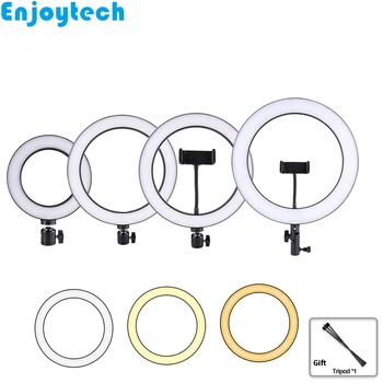 

16cm 26cm 30cm LED Ring Flash Light Lamp with Mini Tripod Photography Lighting for Vlogging Live Video Streaming Bloggers