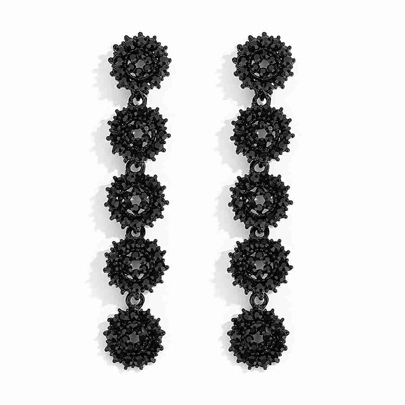 Minmin Винтажные серьги-капли с черными кристаллами для женщин, элегантная люстра, висячие серьги, модные вечерние ювелирные изделия EH291 - Окраска металла: 1454