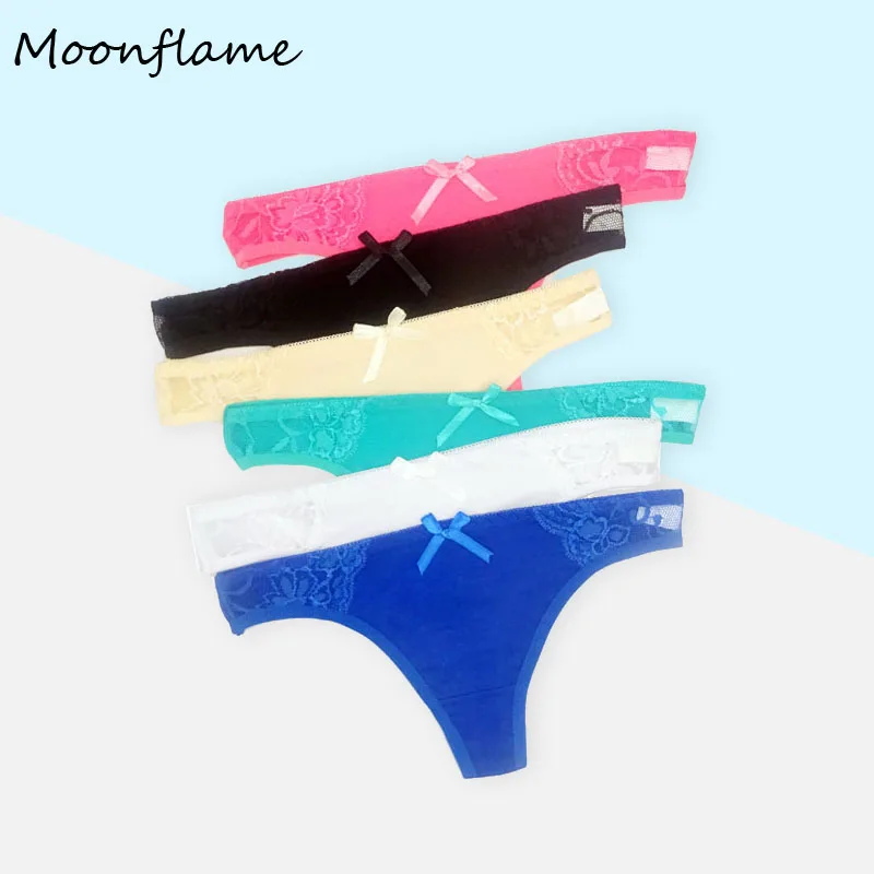 Хлопковые кружевные стринги Moonflame 5 шт./лот новинка 2020 женские сексуальное