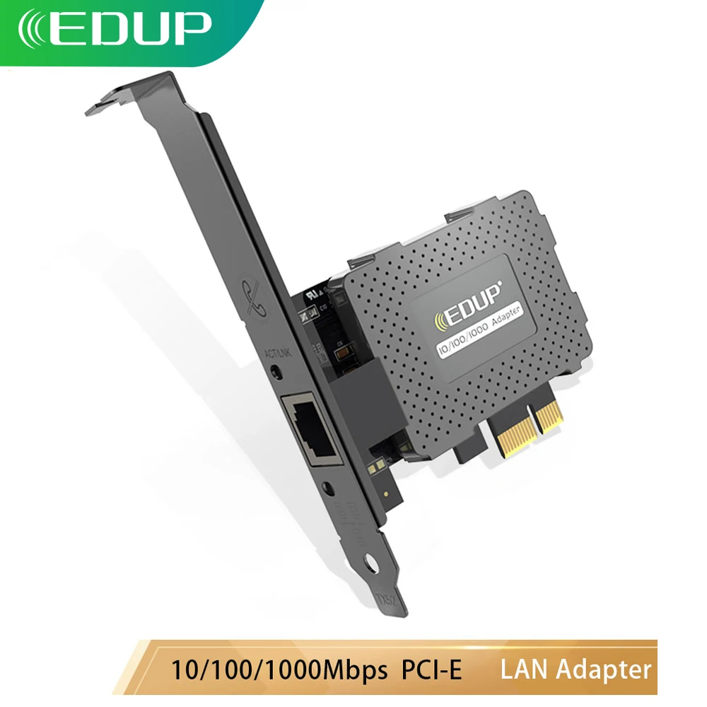 

EDUP Ethernet Gigabit LAN Adapter Protective Cover 10/100/1000Mbps Network Card PCI-E RJ45 Converter Wake On Function for PC