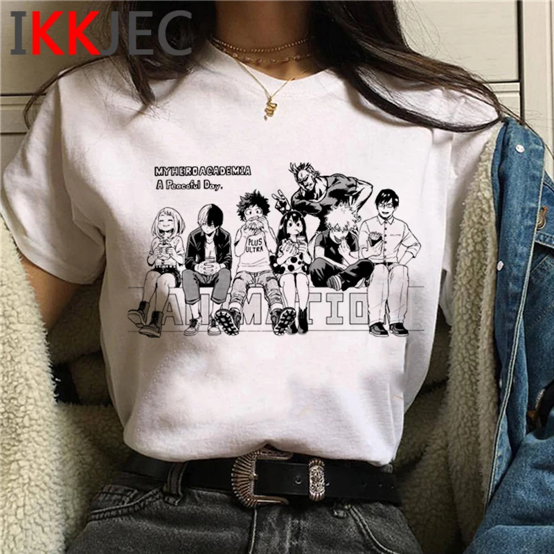 My Hero Academia Bakugou Todoroki Boku No Hero Bnha women grunge aesthetic harajuku kawaii plus size t-shirt summer top ulzzang couple t shirt Tees