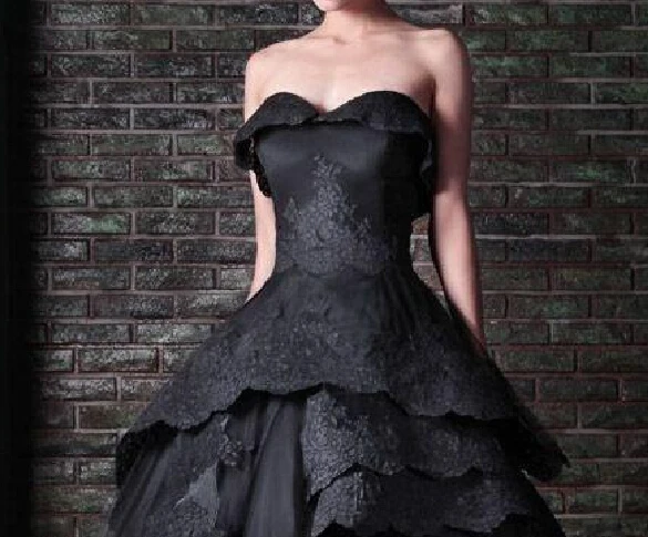 Новое милое черное кружевное бальное платье в готическом стиле, свадебное платье, свадебные платья на заказ, размеры 2, 4, 6, 8, 10, 12, 14, 16, 18++, W546