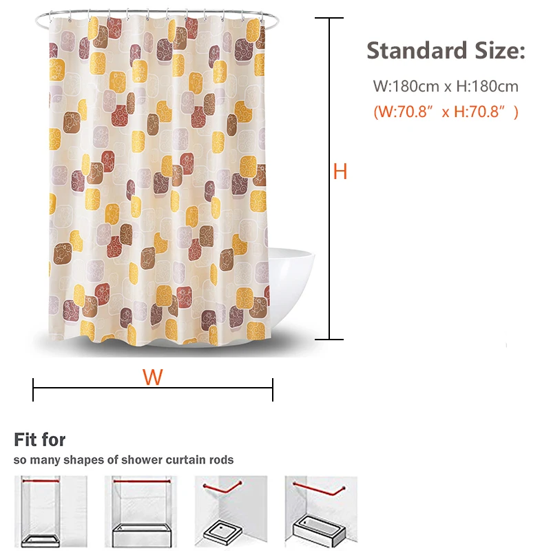 Yellow Geometry Pattern Bathroom Shower Curtain Thickened Polyester Fabric Waterproof Shower Curtains Simple and Modern Curtain