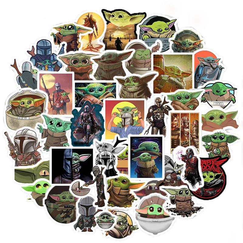 50Pcs  The Mandalorian Star Wars Baby Yoda Sticker Scrapbooking Suitcase Decal Skateboarding Motorcycle Children Gift Stickers