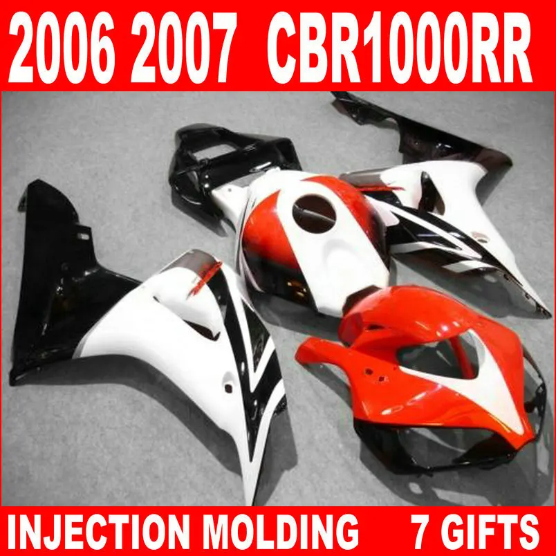 Высококачественные части для HONDA 2006 2007 CBR1000RR Обтекатели на заказ cbr 1000 rr 06 07 обтекатель Оранжевый Белый Черный LGB85