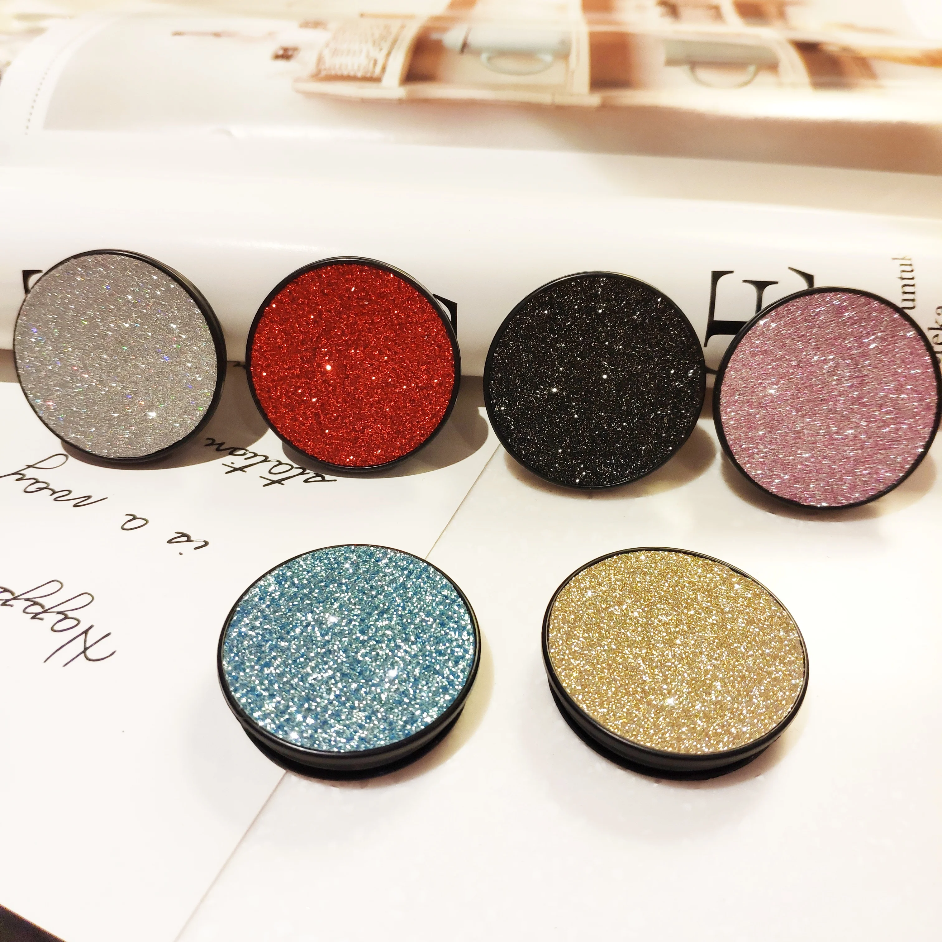 Sequin phone accessories stand mobile stand mobile phone hd projection bracket mobile ring holder soporte celular escritorio