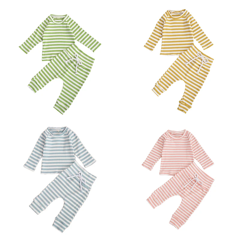 

Cotton Newborn Baby Clothes Set Fall Spring Long Sleeve Striped Tops+Pants 2pcs Toddler Infant Outfits Cotton Casual Homewear