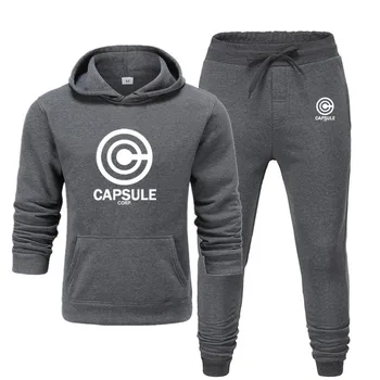 

New men hoodies suit CAPSULE Print Sports Sportswear Suits Autumn winter Two Pieces Hoodies Pants Set men track suit S-XXXL Code