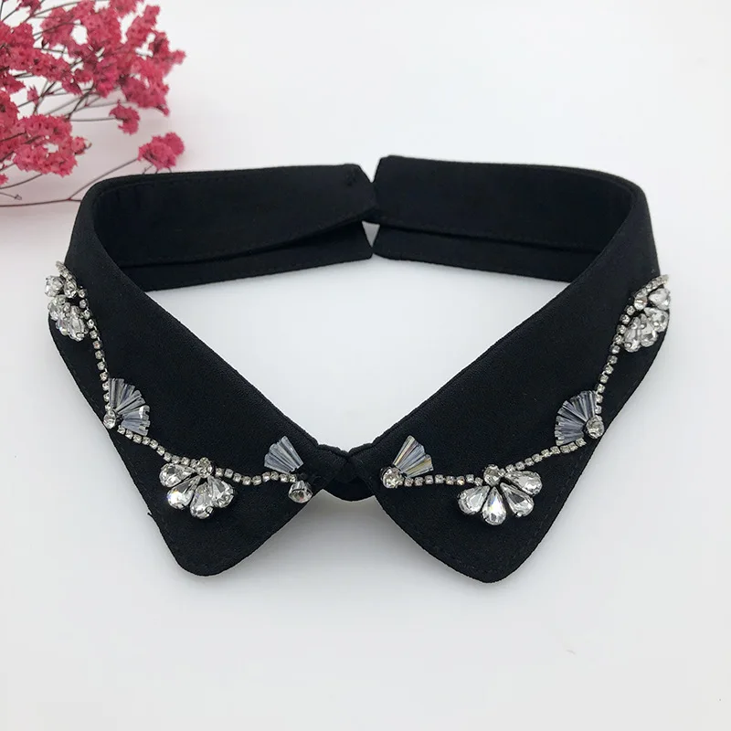 Neck Collar Женский Галстук жемчужный бисер шифоновый кружевной цветок декольте Поддельный Воротник Стразы съемный ложный воротник съемный топ с отворотом - Цвет: Neck Collar