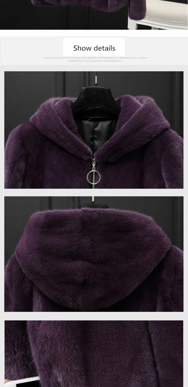 inverno новая полностью из норки шуба moda curto Ziper com capuz de vison casaco de pele das mulheres
