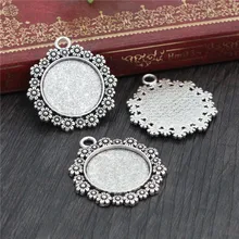 4 шт 20 мм Внутренний размер серебристый цветок под старину Стиль кабошон основа Установка Подвески(D1-32