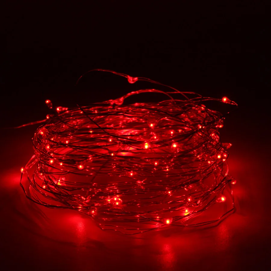 Светодиодный строка светильник Медный провод Fariy светильник, USB/Батарея работает Гирлянда украшение 2 м 5 м 10 м, свадьбы, Рождества, светильник вечерние светильник s - Испускаемый цвет: Red