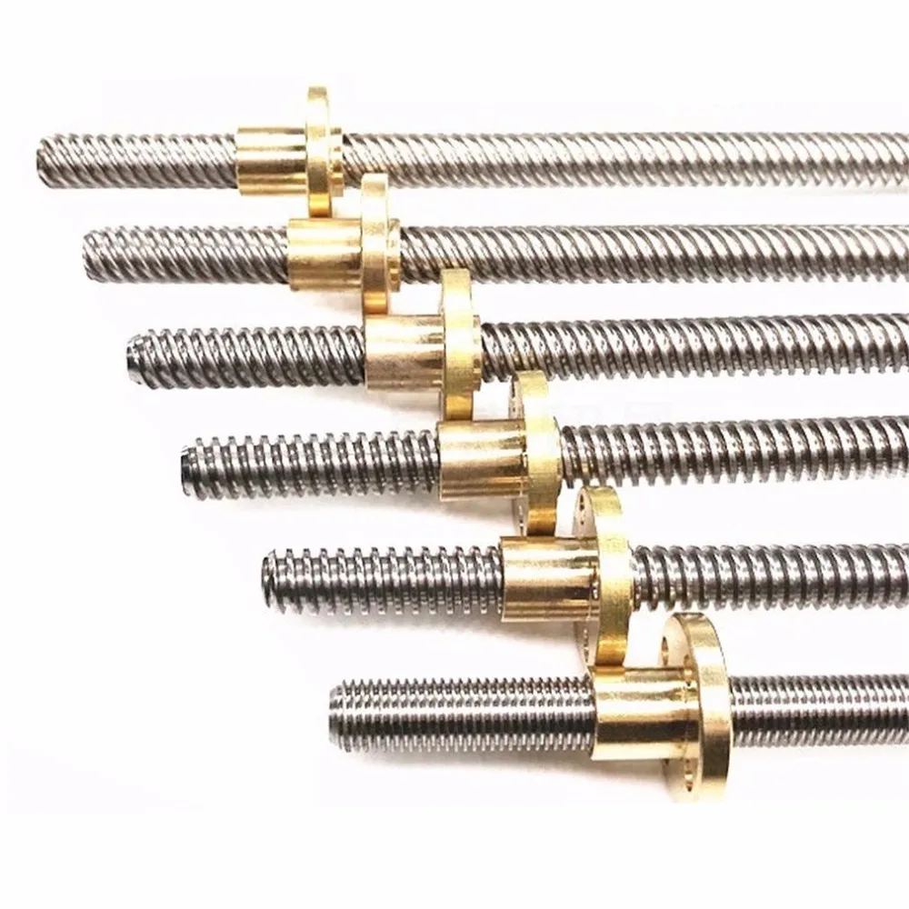 T8 Lead Screw 3D Printer Parts 250 300 350 400 500 mm Leadscrew Parts Trapezoidal Rods Nuts for Reprap 3D Printer Z Axis (8)