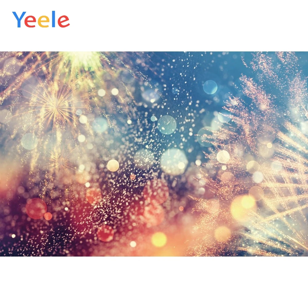 

Yeele Christmas Colorful Fireworks Backdrop Happy 2020 New Year Light Bokeh Glitter Dots Photography Background For Photo Studio
