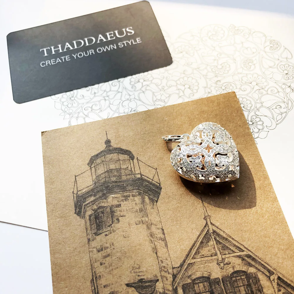 Подвеска любовный сердечный медальон, мода, Glam 925 пробы, серебряные ювелирные изделия в стиле Томаса, ожерелье, аксессуары, подарок для Ts Soul Woman