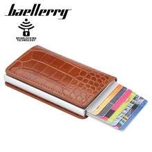 

Men women card holders baellerry new crocodile pattern rfid anti-demagnetization bank multi-card aluminum alloy card holder 919