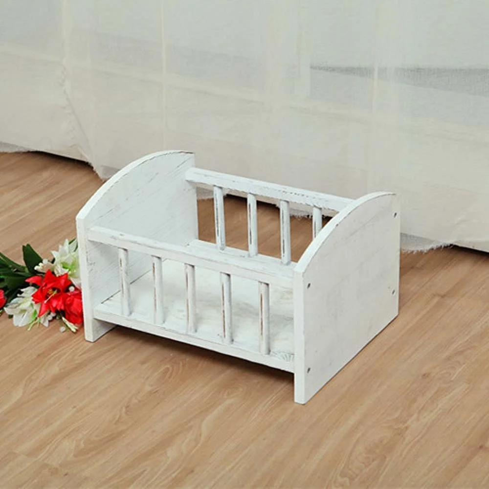 39x30x25 см Деревянный Цвет/коричневый/белый новорожденный реквизит для фотосъемки Ретро деревянная кровать для детской студийной фотосъемки - Цвет: Слоновая кость