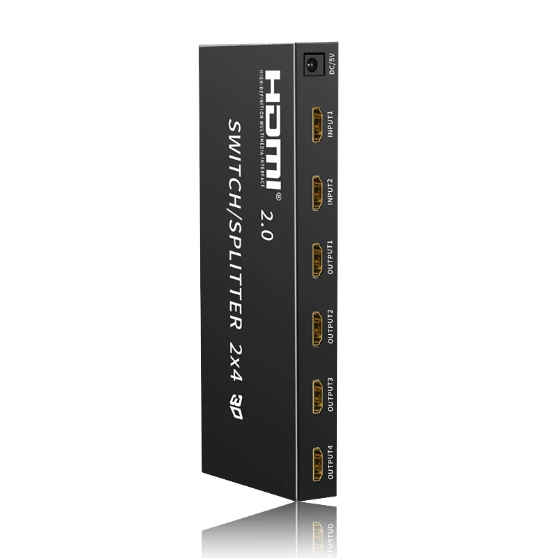 4K* 2K HDMI 2x4 переключатель разветвитель HDMI аудио экстрактор видео конвертер адаптер с пультом дистанционного управления 2 в 4 выход 4K 3D 1080p v1.4